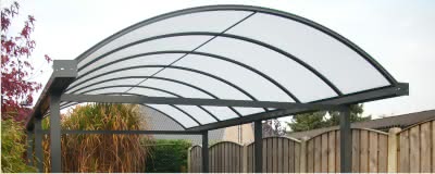 Einzelcarport aus Aluminium mit Bogendach Einzelcarport aus Aluminium mit Bogendach
