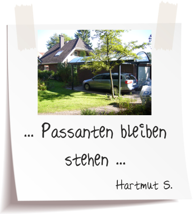 Bewertung von Hartmut S. Hartmut S. Referenz Alucarports